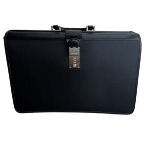 Schlesinger Black Leather Trim Attache Briefcase Combination Locking File Doctor